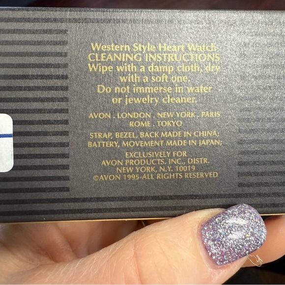 Avon “Weatern Style” Silver and Tan Heart-Shaped Watch Set extra band NWT 1995 - Picture 5 of 6